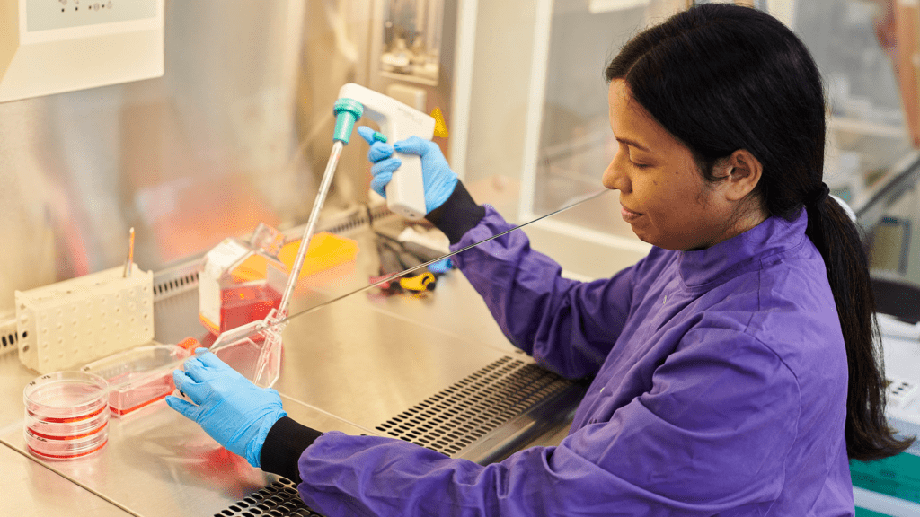 Student taking samples in a laboratory