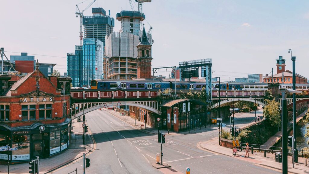 High angle shot of Manchester city centre