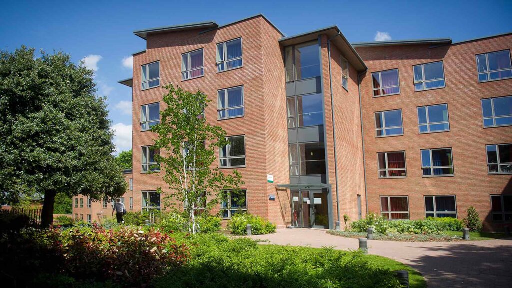 Exterior of Founders East and Founders West halls of residence