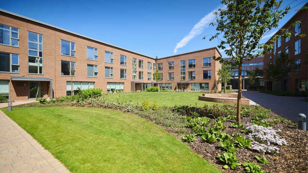 Exterior of Woodland Court halls of residence