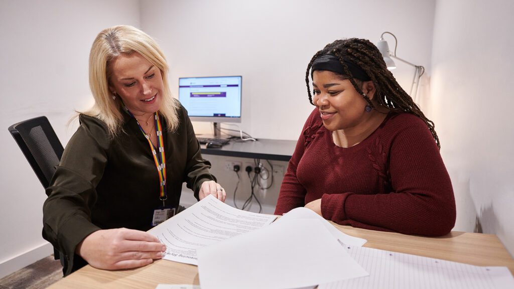 A student in a support session with our wellbeing team.