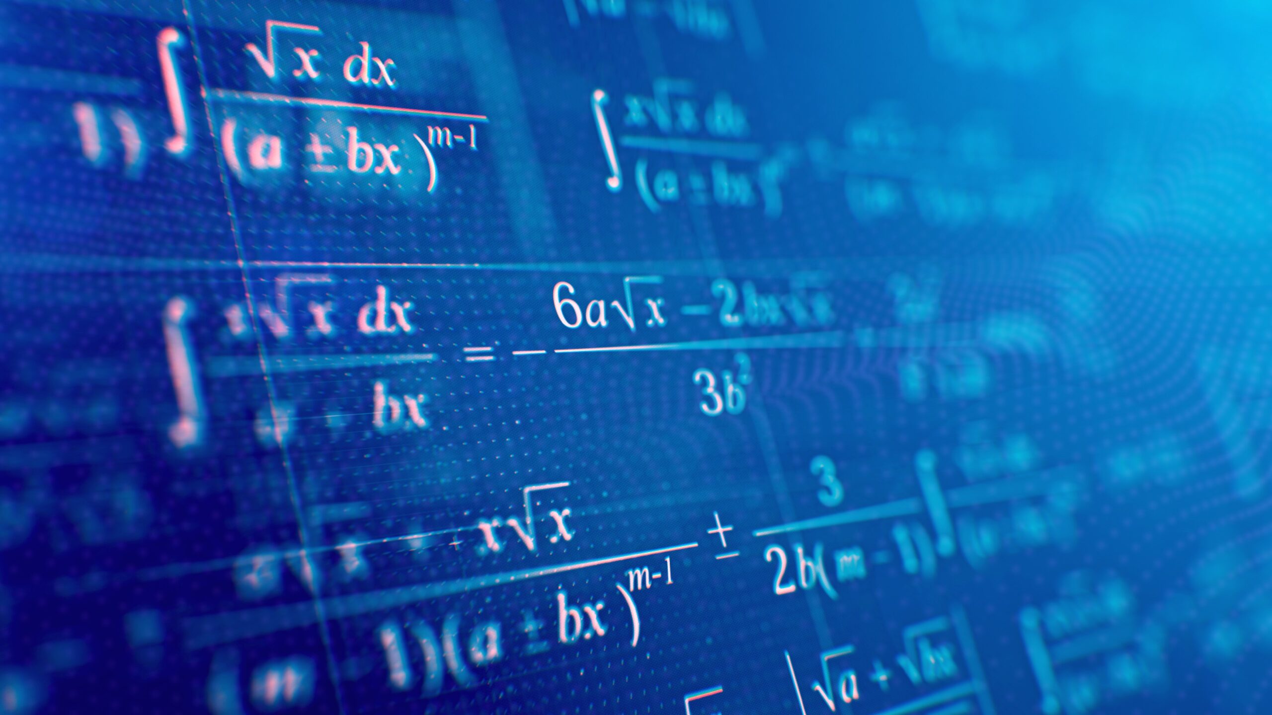 Maths equations on a screen