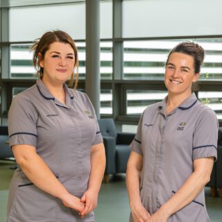 Midwifery students Casey Barnes and Nicola Tracy