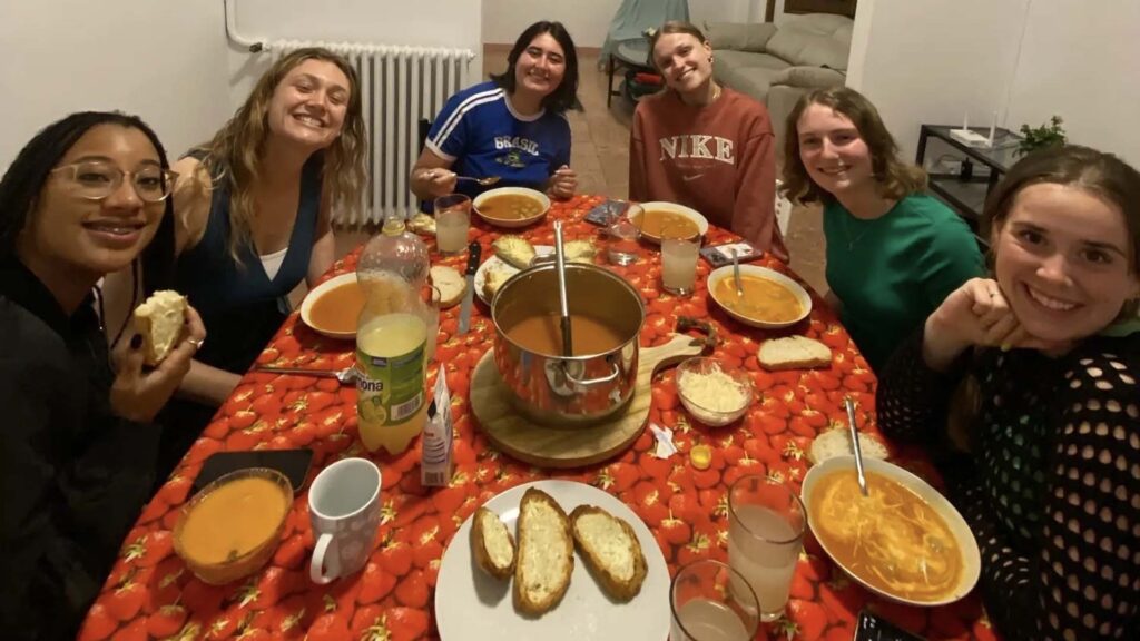 Tatiana and friends enjoy a Spanish meal.